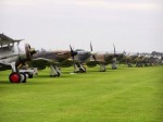 Lineup of Hurricanes, Spitfires and a Gladiator